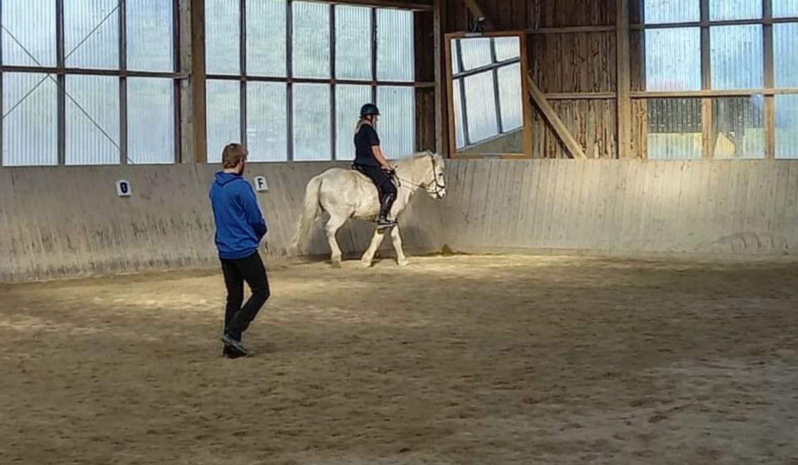 Reitunterricht mit Jonas Dattler auf dem Reitplatz